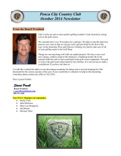 Ponca City Country Club October 2014 Newsletter  From the Board President