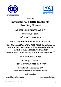 International FIDIC Contracts Training Course ” Two- Day Accredited FIDIC Course on:
