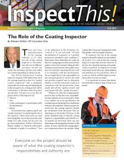T The Role of the Coating Inspector 1 InspectThis!
