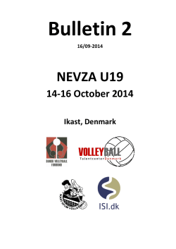 Bulletin 2 NEVZA U19 14-16 October 2014