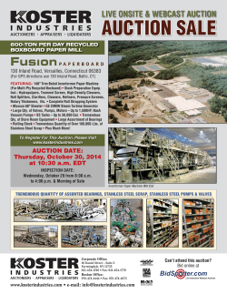 AUCTION SALE LIVE ONSITE &amp; WEBCAST AUCTION 600-TON PER DAY RECYCLED
