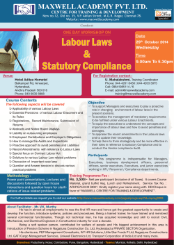 Labour Laws &amp; Statutory Compliance ONE DAY WORKSHOP ON