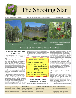The Shooting Star CNPS OCTOBER NATIVE SIERRA FOOTHILLS CHAPTER CALIFORNIA NATIVE PLANT SOCIETY