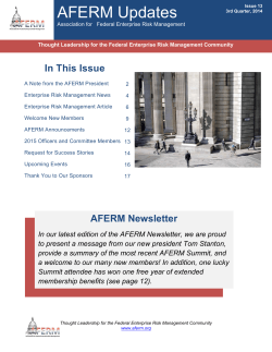 AFERM Updates In This Issue
