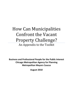 How Can Municipalities Confront the Vacant Property Challenge? An Appendix to the Toolkit