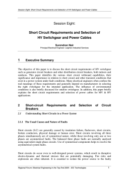 Session Eight:  Short Circuit Requirements and Selection of