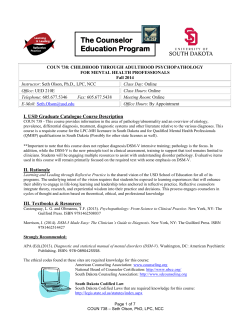 The Counselor Education Program  I. USD Graduate Catalogue Course Description
