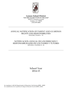 Lennox School District ANNUAL NOTIFICATION OF PARENT AND GUARDIAN RIGHTS AND RESPONSIBILITIES
