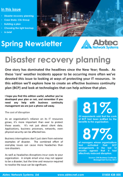 Disaster recovery planning Spring Newsletter