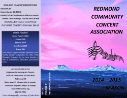 REDMOND COMMUNITY 2014-2015  SEASON SUBSCRIPTIONS