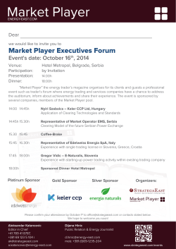 Market Player Executives Forum Event's date: October 16 , 2014 Dear