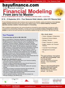Financial Modeling From zero to Master 2-day practical workshop: 
