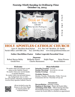 HOLY APOSTLES CATHOLIC CHURCH Twenty-Ninth Sunday in Ordinary Time