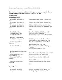 Shakespeare Competition – Student Winners October 2014