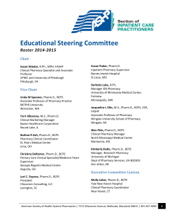 Educational Steering Committee  Roster 2014-2015 Chair