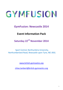 GymFusion: Newcastle 2014 Event Information Pack Saturday 22