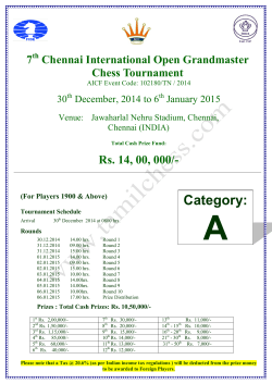 Rs. 14, 00, 000/-  7 Chennai International Open Grandmaster