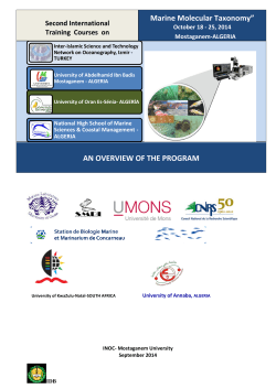 Marine Molecular Taxonomy” AN OVERVIEW OF THE PROGRAM  2014