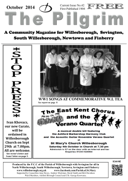 October  2014 A Community Magazine for Willesborough,  Sevington,