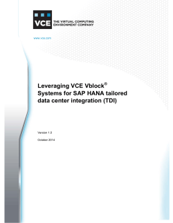 Leveraging VCE Vblock  Systems for SAP HANA tailored data center integration (TDI)