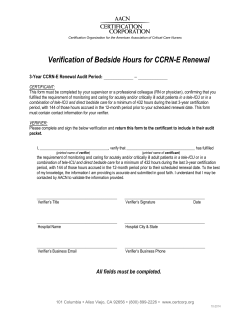 Verification of Bedside Hours for CCRN-E Renewal