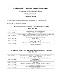 9th Economics Graduate Student Conference Washington University in St. Louis