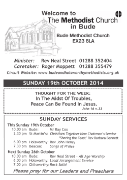 in Bude Welcome to SUNDAY 19th OCTOBER 2014