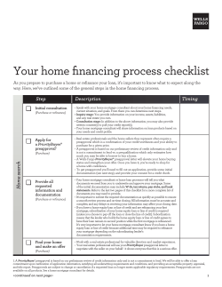 Your home financing process checklist Step  Description
