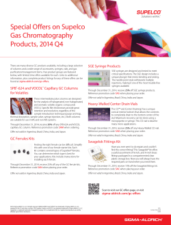 Special Offers on Supelco Gas Chromatography Products, 2014 Q4 SGE Syringe Products