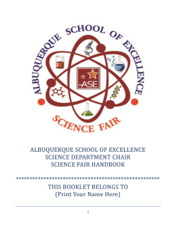 ALBUQUERQUE SCHOOL OF EXCELLENCE SCIENCE DEPARTMENT CHAIR SCIENCE FAIR HANDBOOK