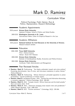 Mark D. Ramirez Curriculum Vitae Academic Appointments Academic Affiliations