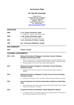 Curriculum Vitae Dr. Dan W. Puchniak