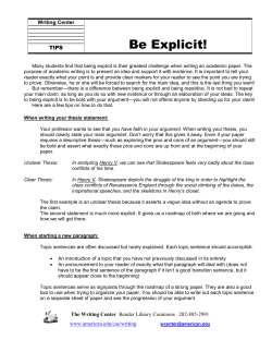 Be Explicit!  Writing Center TIPS