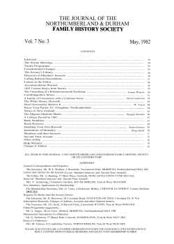 THE JOURNAL OF THE NORTHUMBERLAND &amp; DURHAM Vol. 7 No. 3 May, 1982