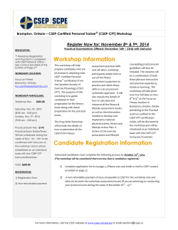 Workshop Information Register Now for: November 8 &amp; 9