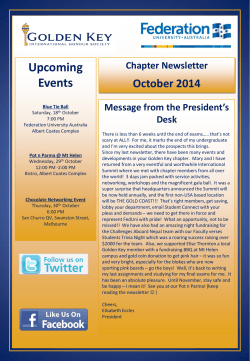 Upcoming Events October 2014 Chapter Newsletter