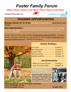Foster Family Forum TRAINING OPPORTUNITIES
