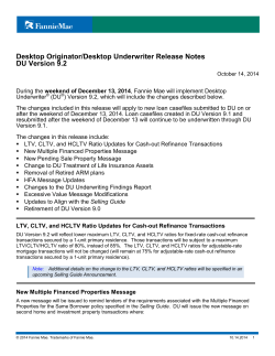 Desktop Originator/Desktop Underwriter Release Notes DU Version 9.2