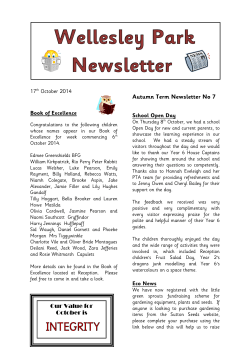 Autumn Term Newsletter No 7 17 October 2014
