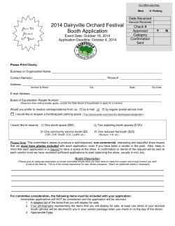 2014 Dairyville Orchard Festival Booth Application