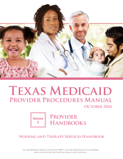 Provider Handbooks October 2014 Nursing and Therapy Services Handbook
