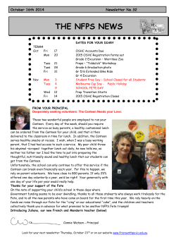 THE NFPS NEWS October 16th 2014 Newsletter No.32