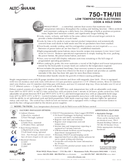 750-TH/III LOW TEMPERATURE ELECTRONIC COOK &amp; HOLD OVEN