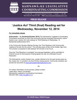 Justice Act’ Wednesday, November 12, 2014 PRESS RELEASE