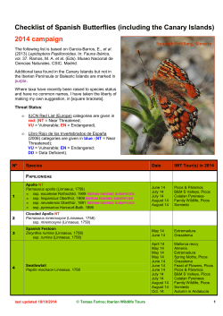 Checklist of Spanish Butterflies (including the Canary Islands) 2014 campaign