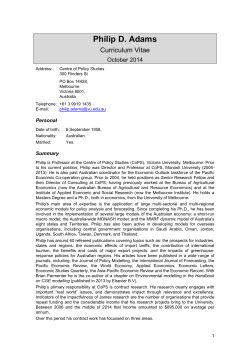 Philip D. Adams Curriculum Vitae October 2014