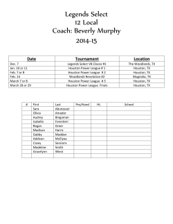 Legends Select 12 Local Coach: Beverly Murphy 2014-15