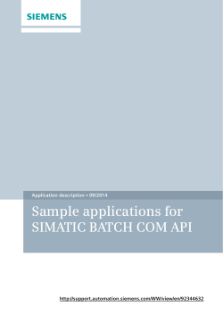 Sample applications for SIMATIC BATCH COM API