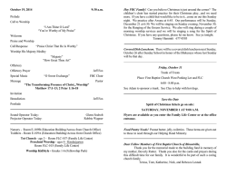 October 19, 2014 9:30 a.m. Prelude