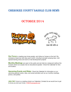 OCTOBER 2014 CHEROKEE COUNTY SADDLE CLUB NEWS  Our Focus